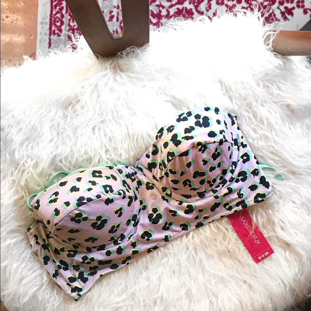 Xhilaration Leopard Strapless Bikini Top